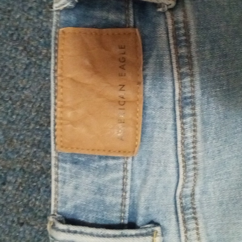 American Eagle Outfitters Light Blue Distressed Straight Jeans 38x32 - Picture 3 of 4